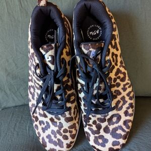 Leopard Print Sneakers with Black Accents